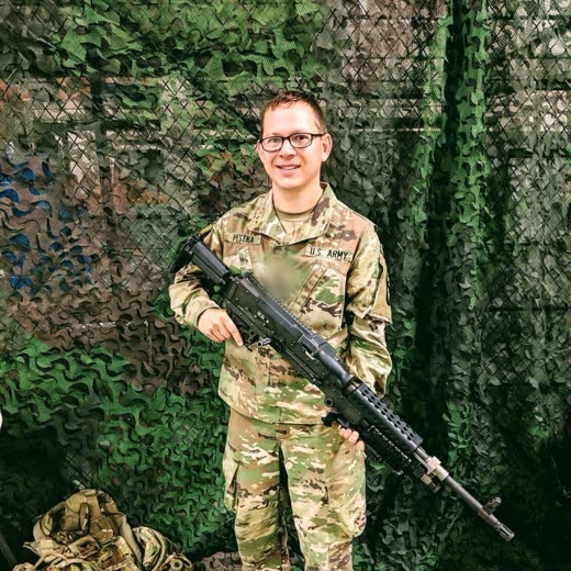 Antoni Pestka in U.S. Army uniform, at a training range